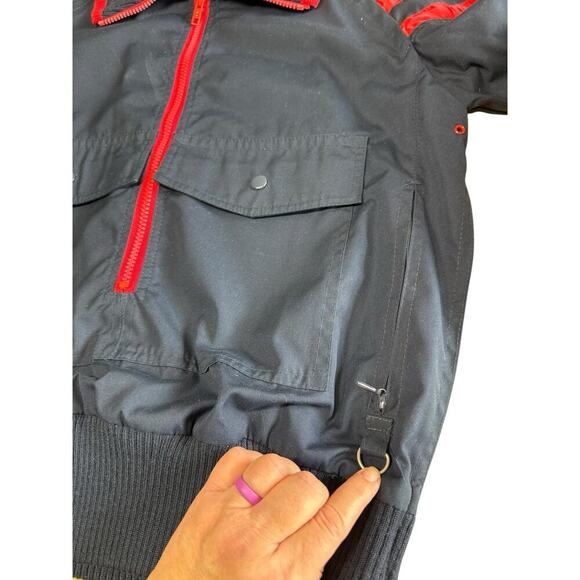 Vtg Obermeyer Anorak Sherpa Blue Jacket Red Striped Men's Medium Outdoors Preppy - Picture 6 of 9